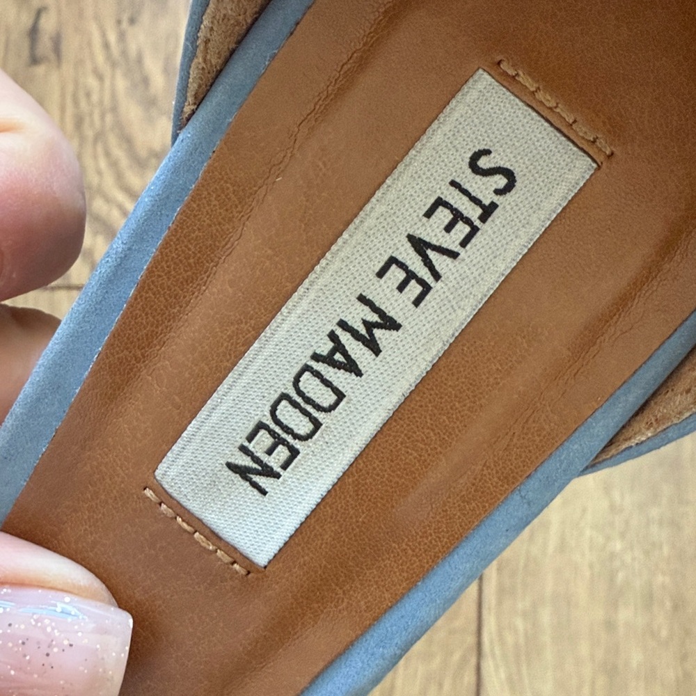 Steve Madden Sky Blue Heeled Sandals - Picture 2 of 7